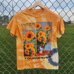 Orange Tie-Dye Sunflower Graphic T-Shirt